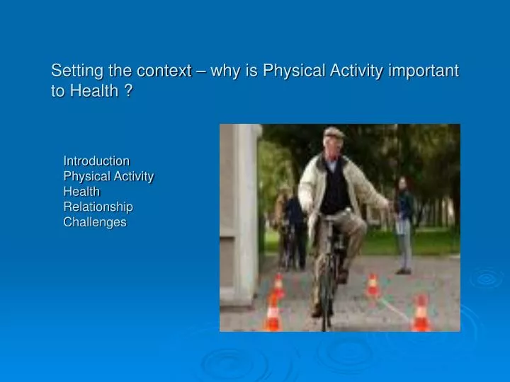 setting the context why is physical activity important to health