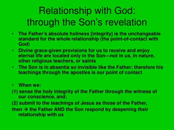 relationship with god through the son s revelation