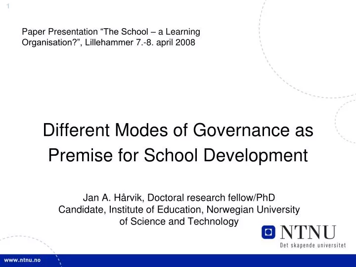 different modes of governance as premise for school development