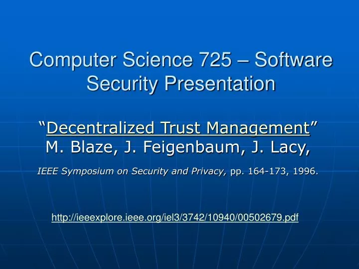 computer science 725 software security presentation