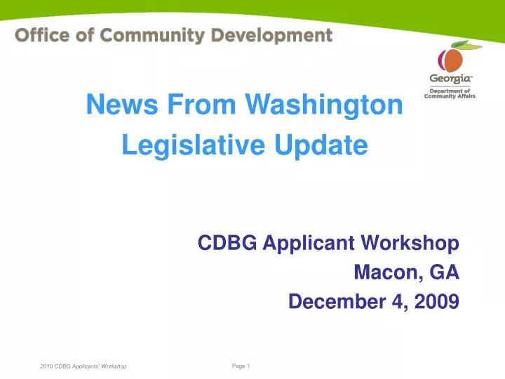 cdbg applicant workshop macon ga december 4 2009