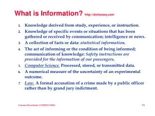 What is Information? dictionary