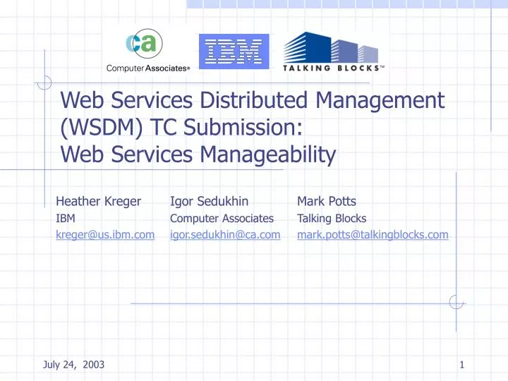 web services distributed management wsdm tc submission web services manageability