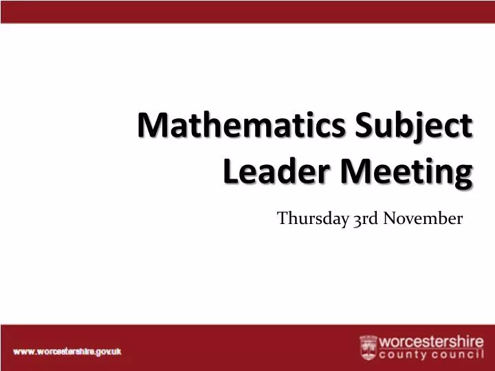 mathematics subject leader meeting