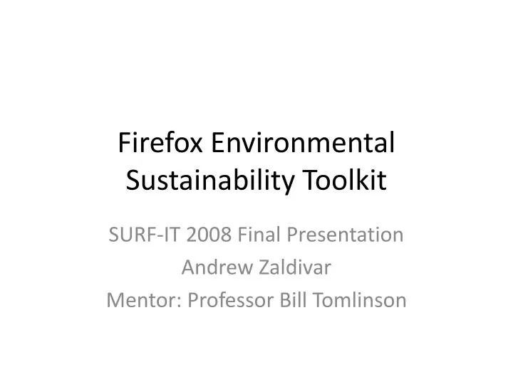 firefox environmental sustainability toolkit
