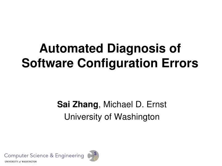 automated diagnosis of software configuration errors