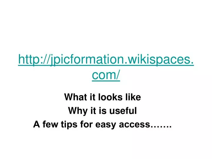 http jpicformation wikispaces com