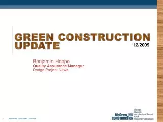 Benjamin Hoppe Quality Assurance Manager Dodge Project News