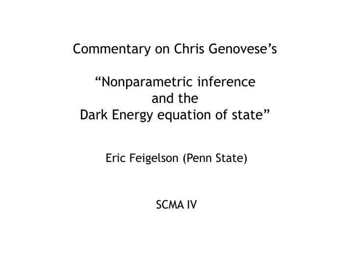 commentary on chris genovese s nonparametric inference and the dark energy equation of state