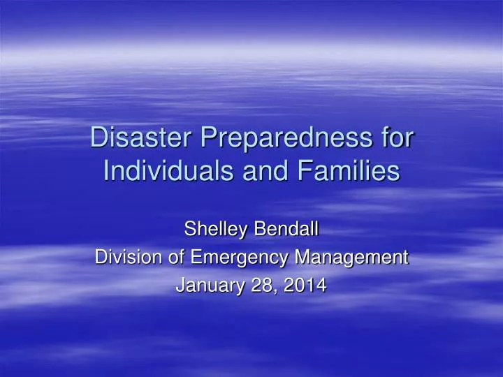 disaster preparedness for individuals and families