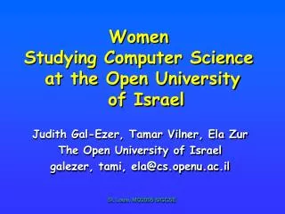 Women Studying Computer Science at the Open University of Israel