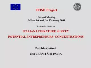 IFISE Project Second Meeting Milan, 1st and 2nd February 2001