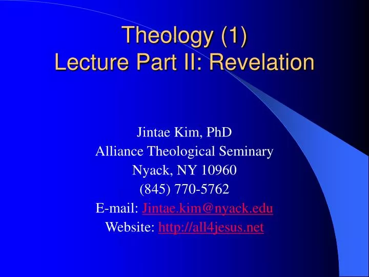 theology 1 lecture part ii revelation