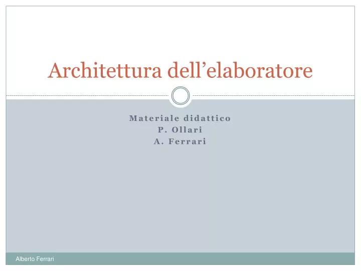 architettura dell elaboratore