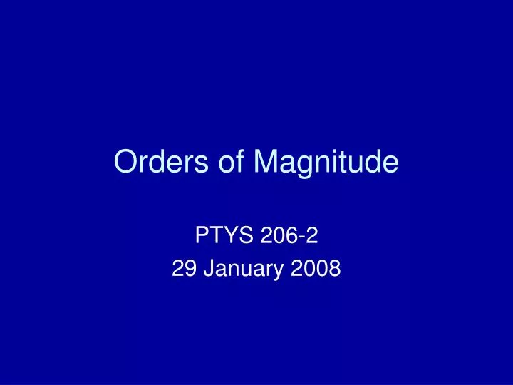 orders of magnitude