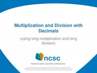 Multiplication and Division with Decimals