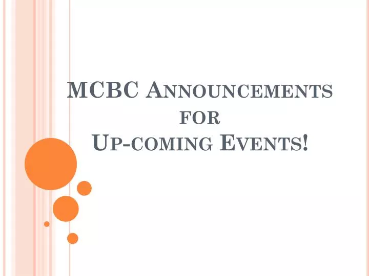 mcbc announcements for up coming events