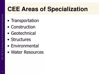 CEE Areas of Specialization
