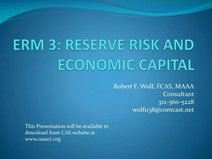 erm 3 reserve risk and economic capital