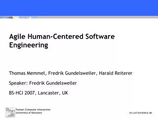 Agile Human-Centered Software Engineering