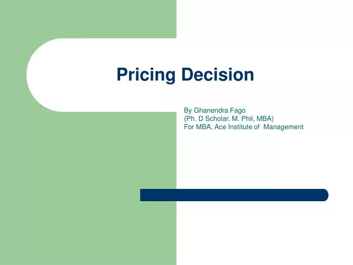 pricing decision