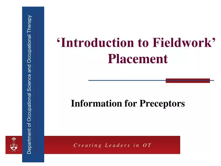 introduction to fieldwork placement