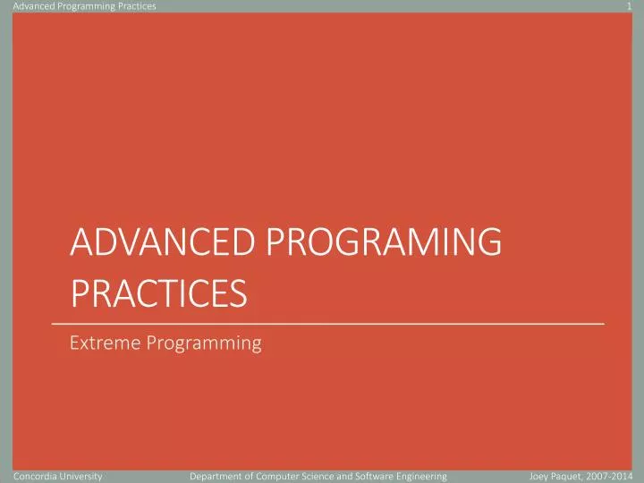 advanced programing practices