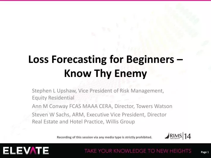loss forecasting for beginners know thy enemy
