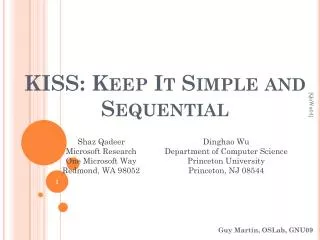 KISS: Keep It Simple and Sequential