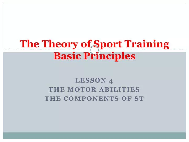 the theory of sport training basic principles