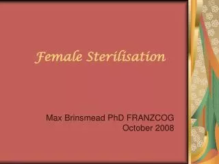 Female Sterilisation