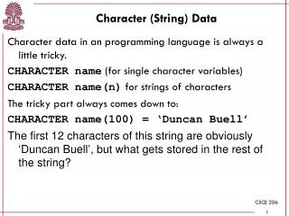 Character (String) Data