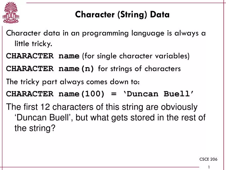 character string data
