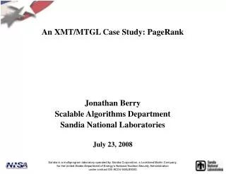 An XMT/MTGL Case Study: PageRank