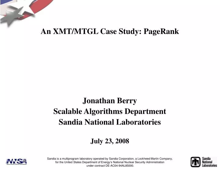 an xmt mtgl case study pagerank