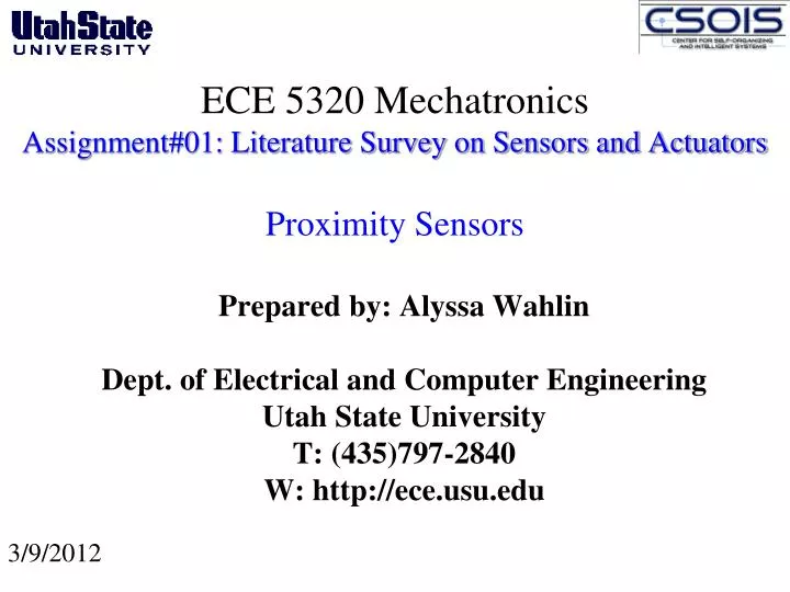 ece 5320 mechatronics assignment 01 literature survey on sensors and actuators proximity sensors