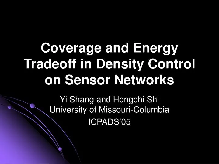 coverage and energy tradeoff in density control on sensor networks