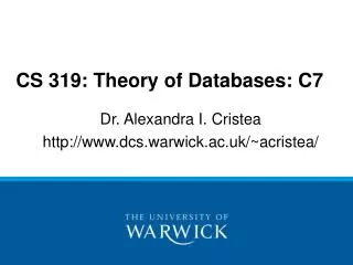 CS 319: Theory of Databases: C7