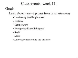 Class events: week 11