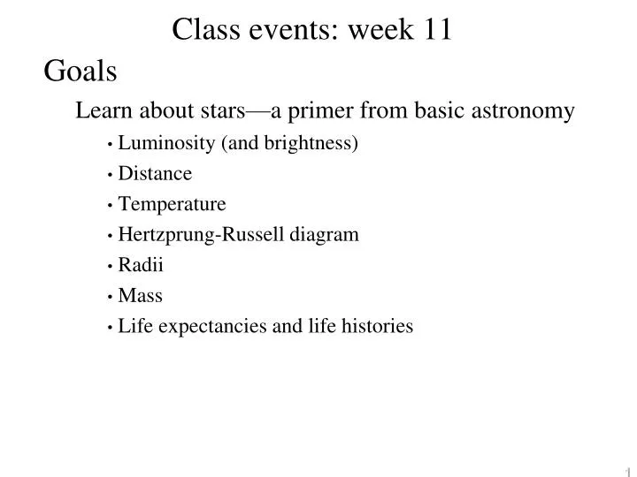 class events week 11
