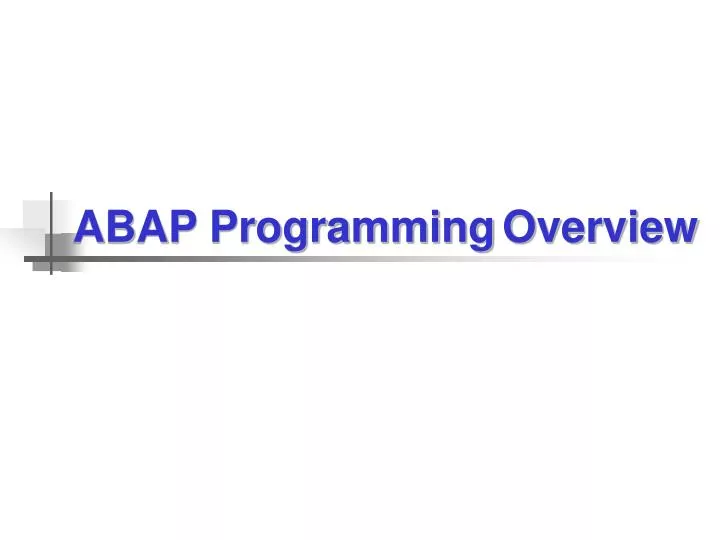 abap programming overview