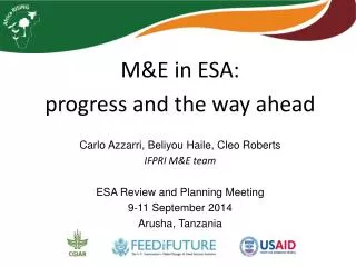 M&amp;E in ESA: progress and the way ahead