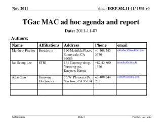 tgac mac ad hoc agenda and report
