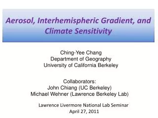 Aerosol, Interhemispheric Gradient, and Climate Sensitivity
