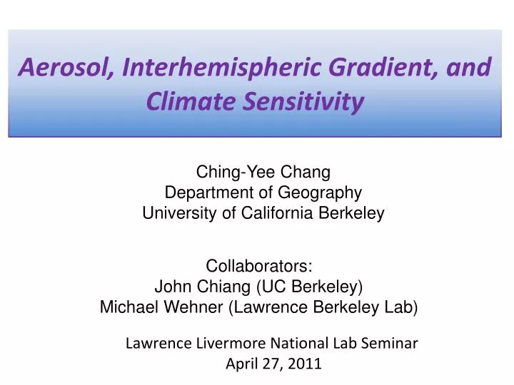 aerosol interhemispheric gradient and climate sensitivity