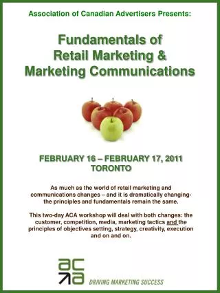 Fundamentals of Retail Marketing &amp; Marketing Communications