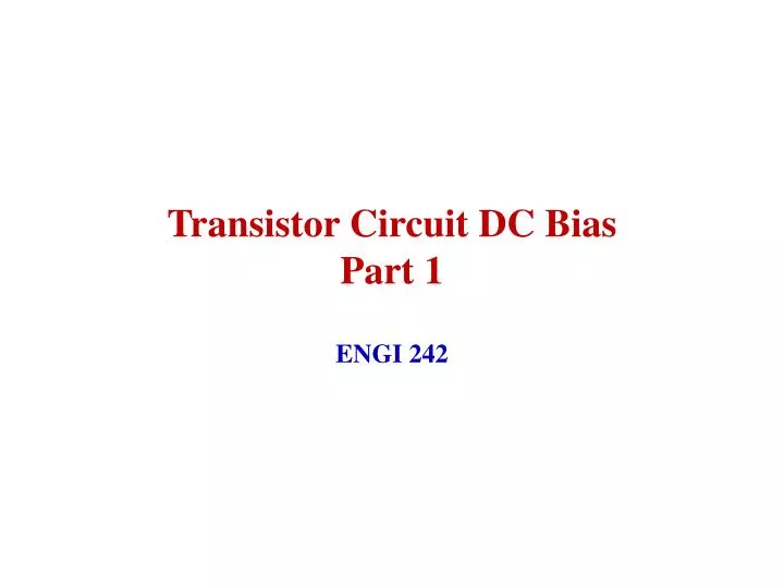 transistor circuit dc bias part 1