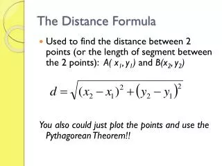 The Distance Formula