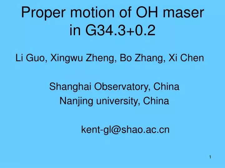 proper motion of oh maser in g34 3 0 2