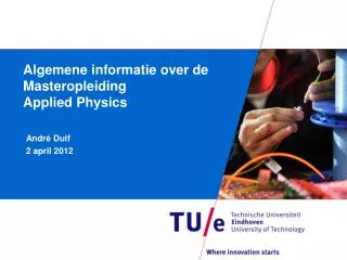 algemene informatie over de masteropleiding applied physics